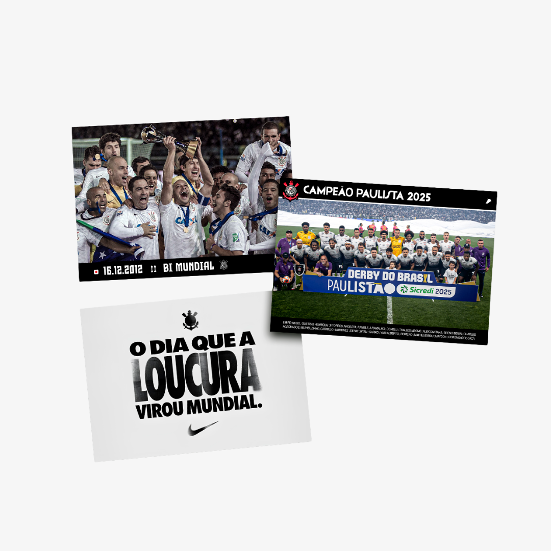Kit Posters Corinthians - "O Dia que a Loucura Virou Mundial" + 4 Adesivos Exclusivos