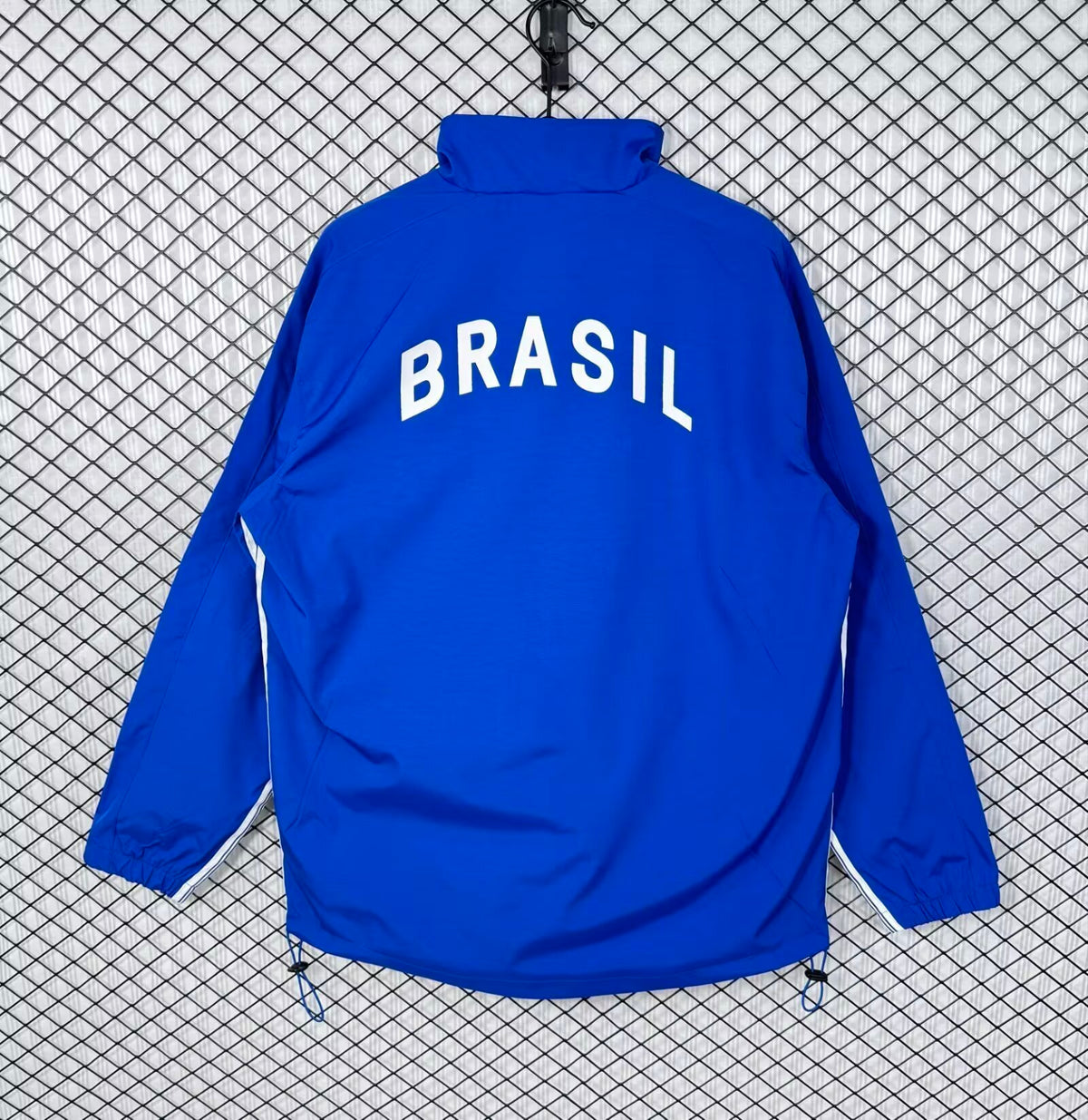 Jaqueta Corta-Vento Brasil 1998 Azul - Vista Frontal/Detalhes